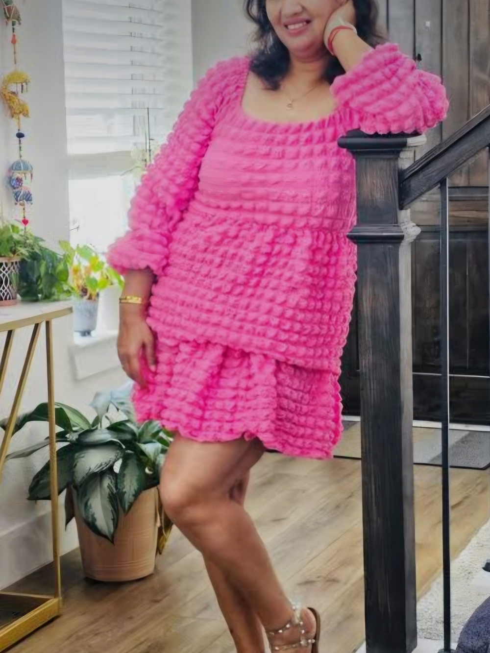 Simply Southern Pink Textured Midi Dress